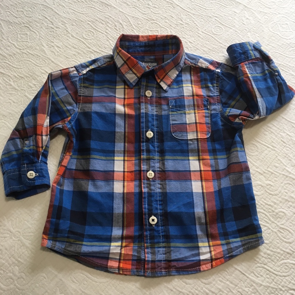18m (4/$20) Blue Plaid Shirt by OshKosh
